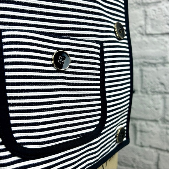 Black and White Stripe Suit Coat Business Jacket Ladies Work Talbots 2P Blazer - Picture 3 of 10